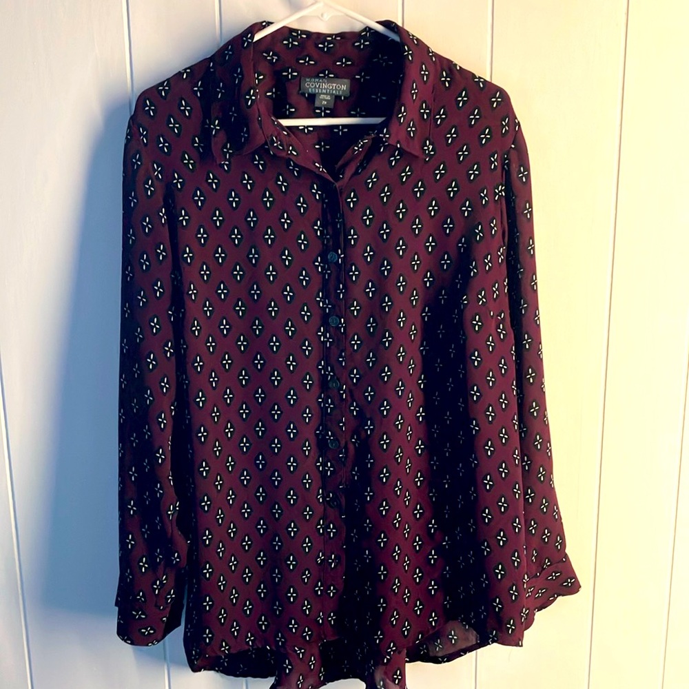 Burgundy Pattered Blouse